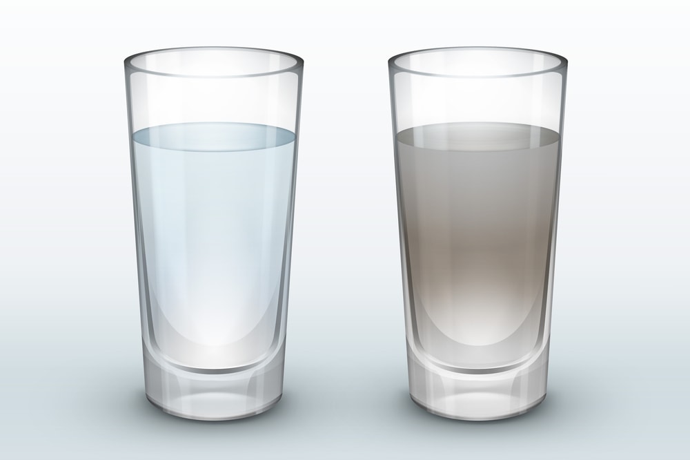 clean drinking water versus unclean cloudy water